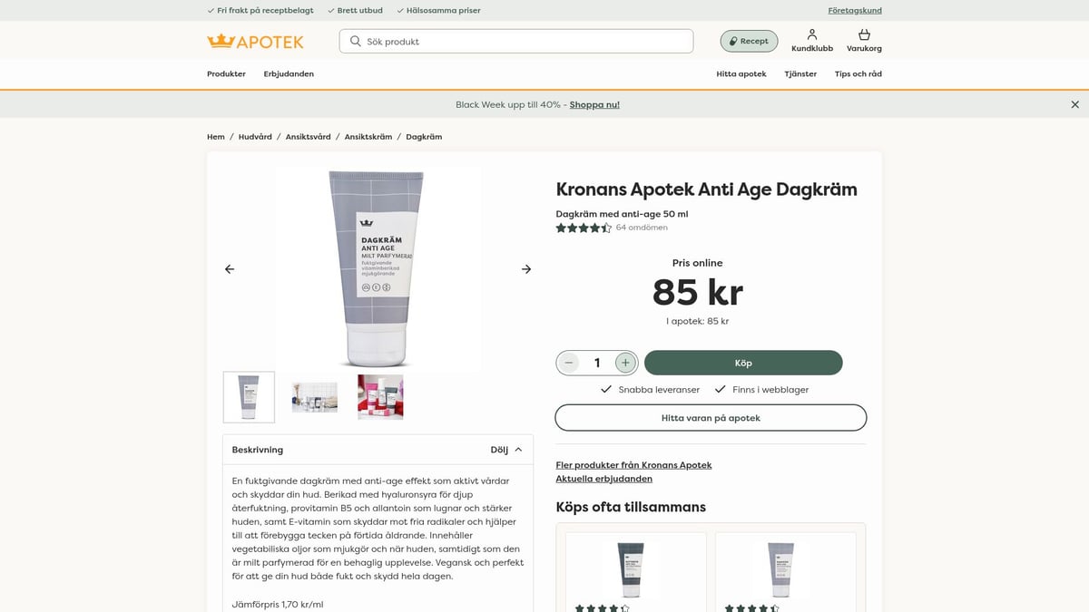 7 Bästa Dagkräm Anti Age För Strålande Hy 2025 - Kronans Apotek Anti Age Dagkräm 50 ml