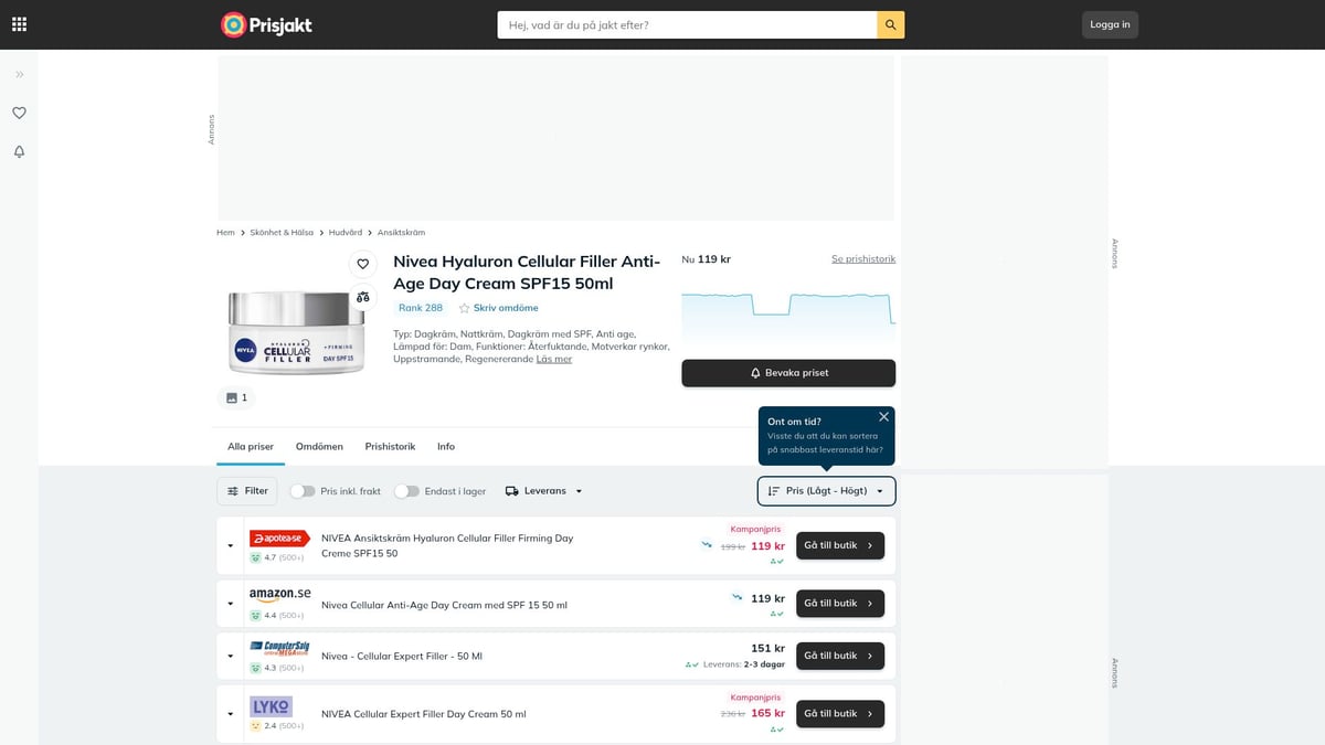 7 Bästa Dagkräm Anti Age För Strålande Hy 2025 - Nivea Hyaluron Cellular Filler Anti-Age Day Cream SPF15 50ml