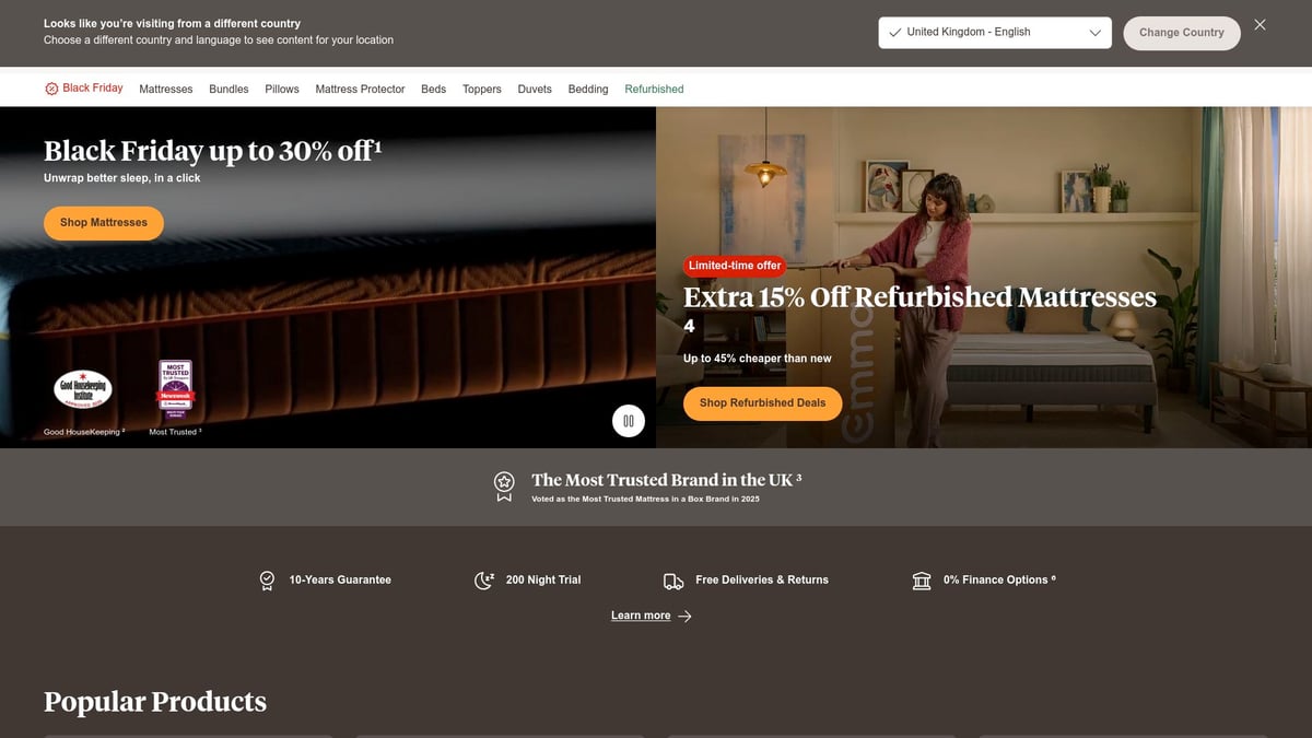 7 Top-Rated Best Bed Retailer Picks for 2025 - Emma Sleep