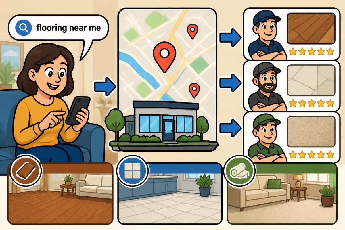 Local search visibility for flooring services