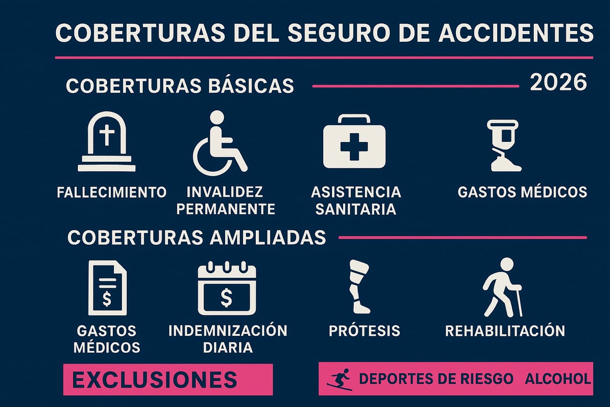 Coberturas, exclusiones y l&iacute;mites habituales en 2026