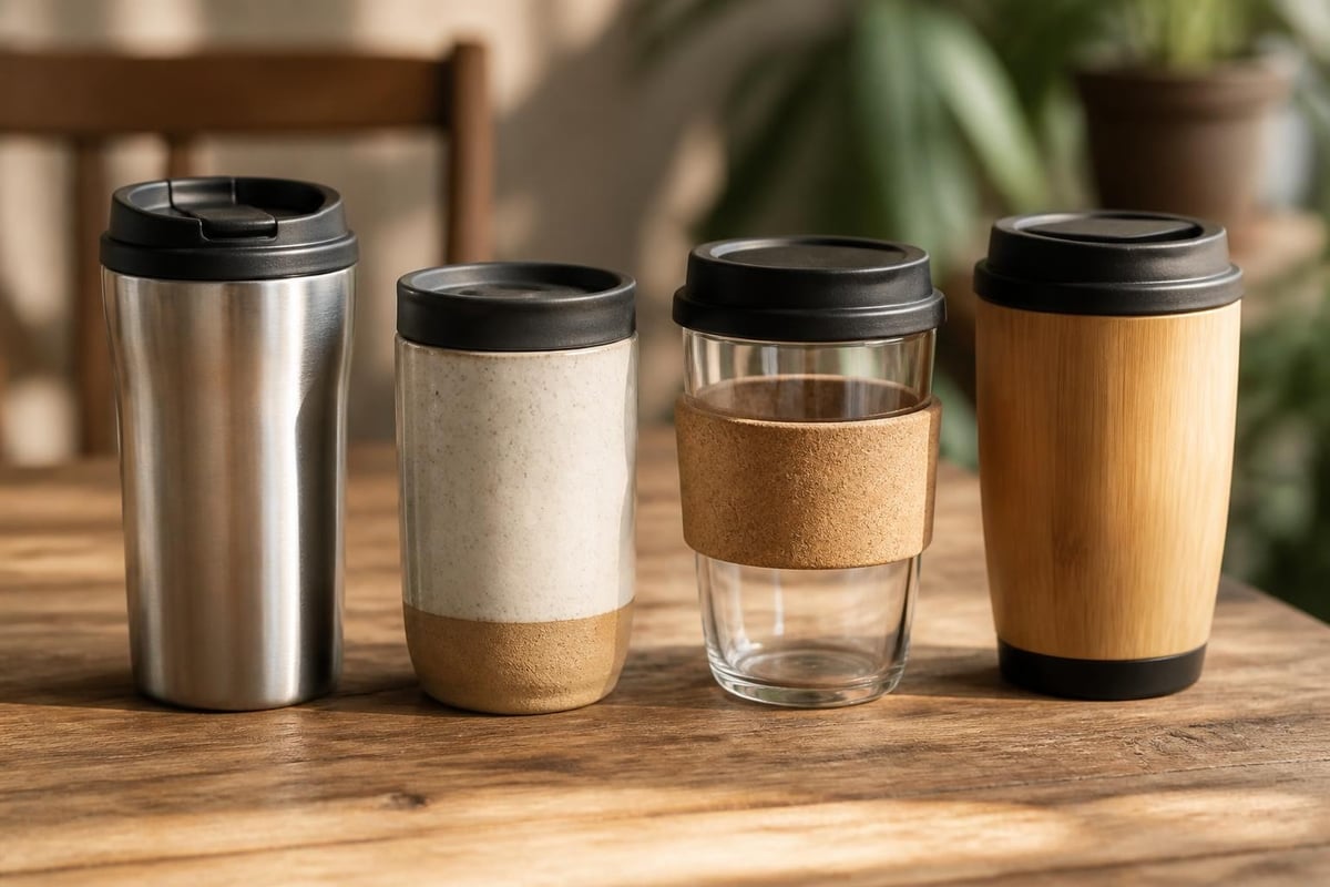 Materials and finishes for travel mugs