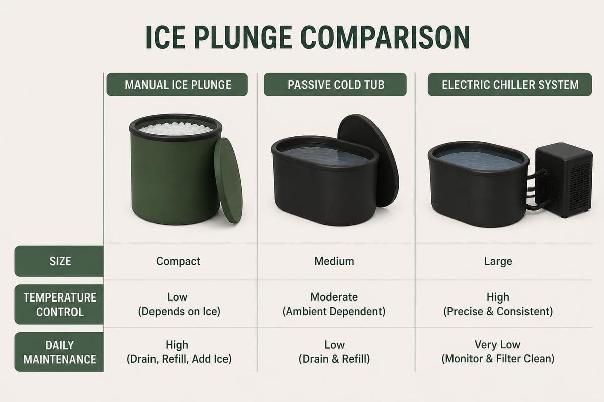 Cold plunge comparison table