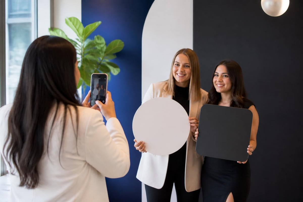 Corporate photography booth rental engagement