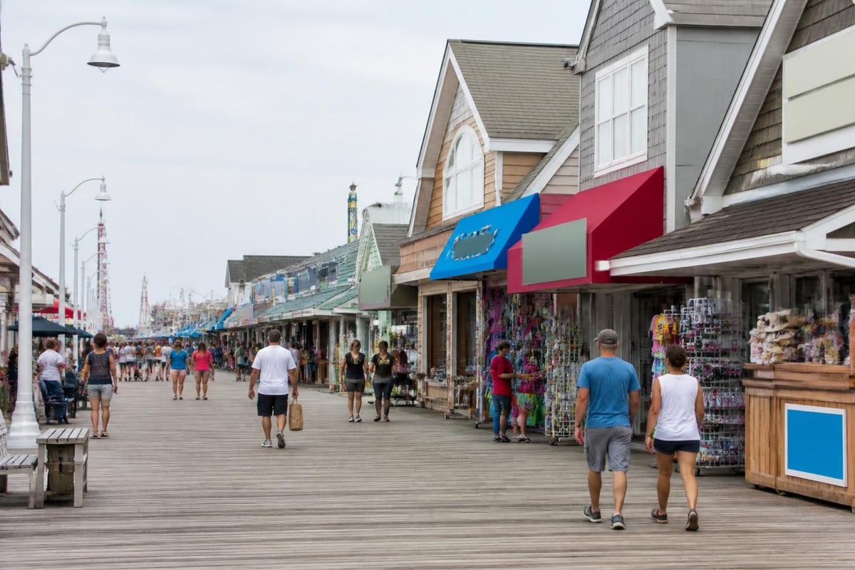 Boardwalk retail district layout