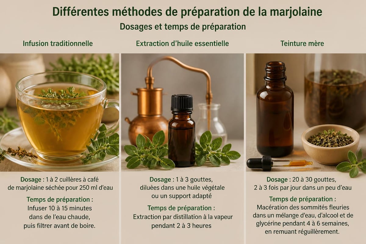 Préparations thérapeutiques à base de marjolaine