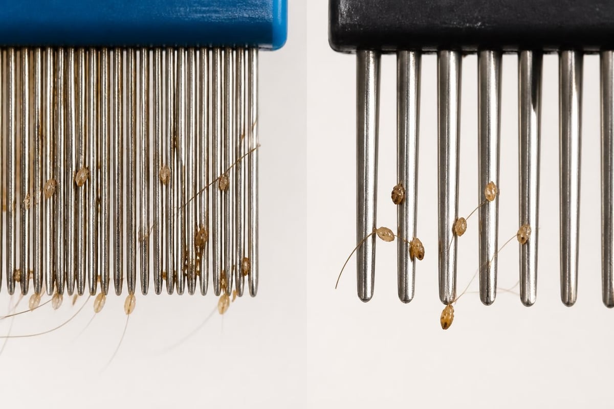 Lice comb tooth spacing and design mechanics