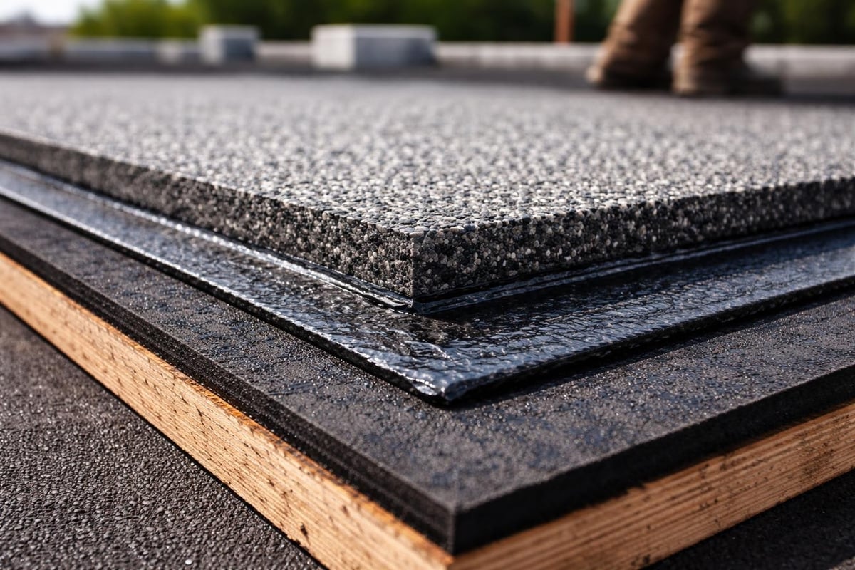 Modified bitumen roofing layers