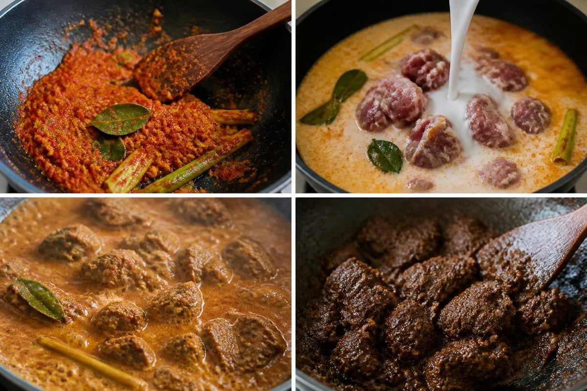Cooking rendang with bumbu dasar