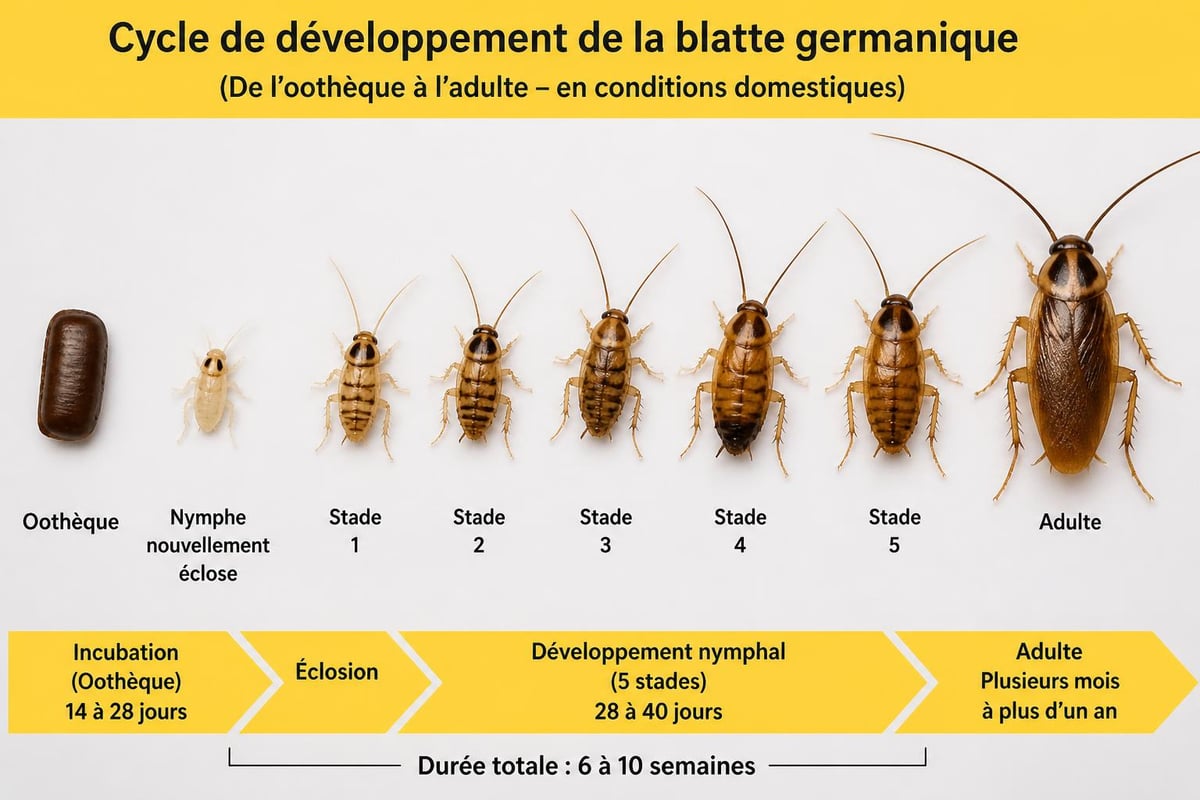 Cycle de reproduction blatte germanique