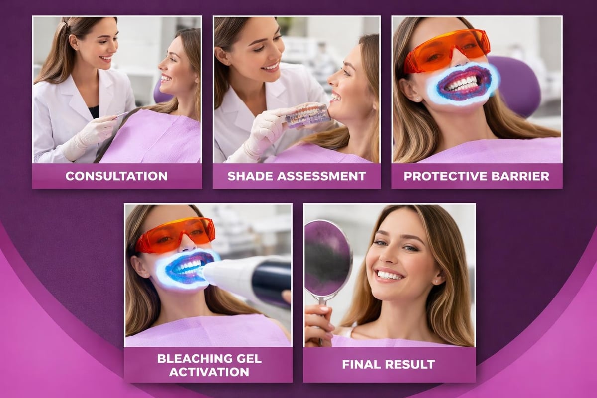 In-office teeth whitening process