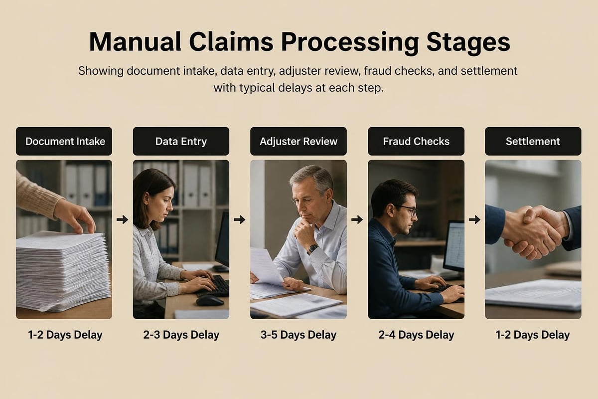Traditional claims workflow bottlenecks