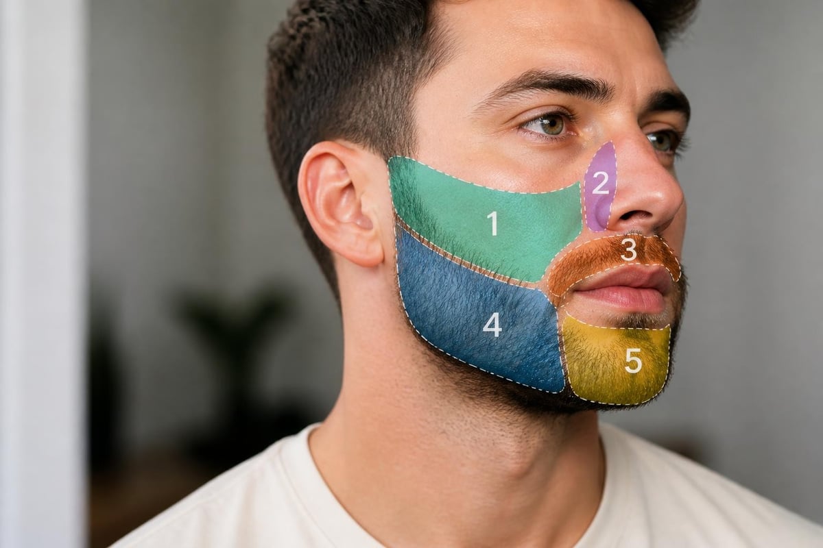 Facial hair follicle zones