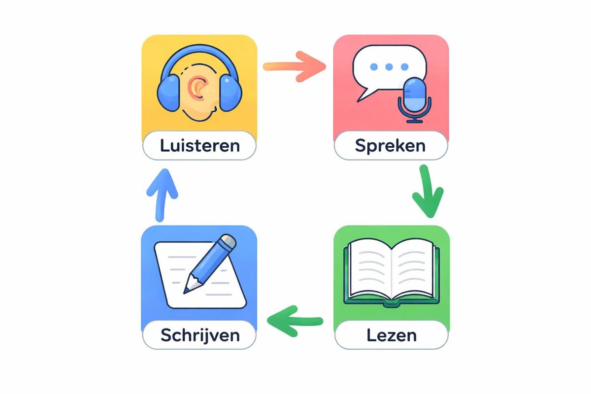 Vier kernvaardigheden van taalverwerving