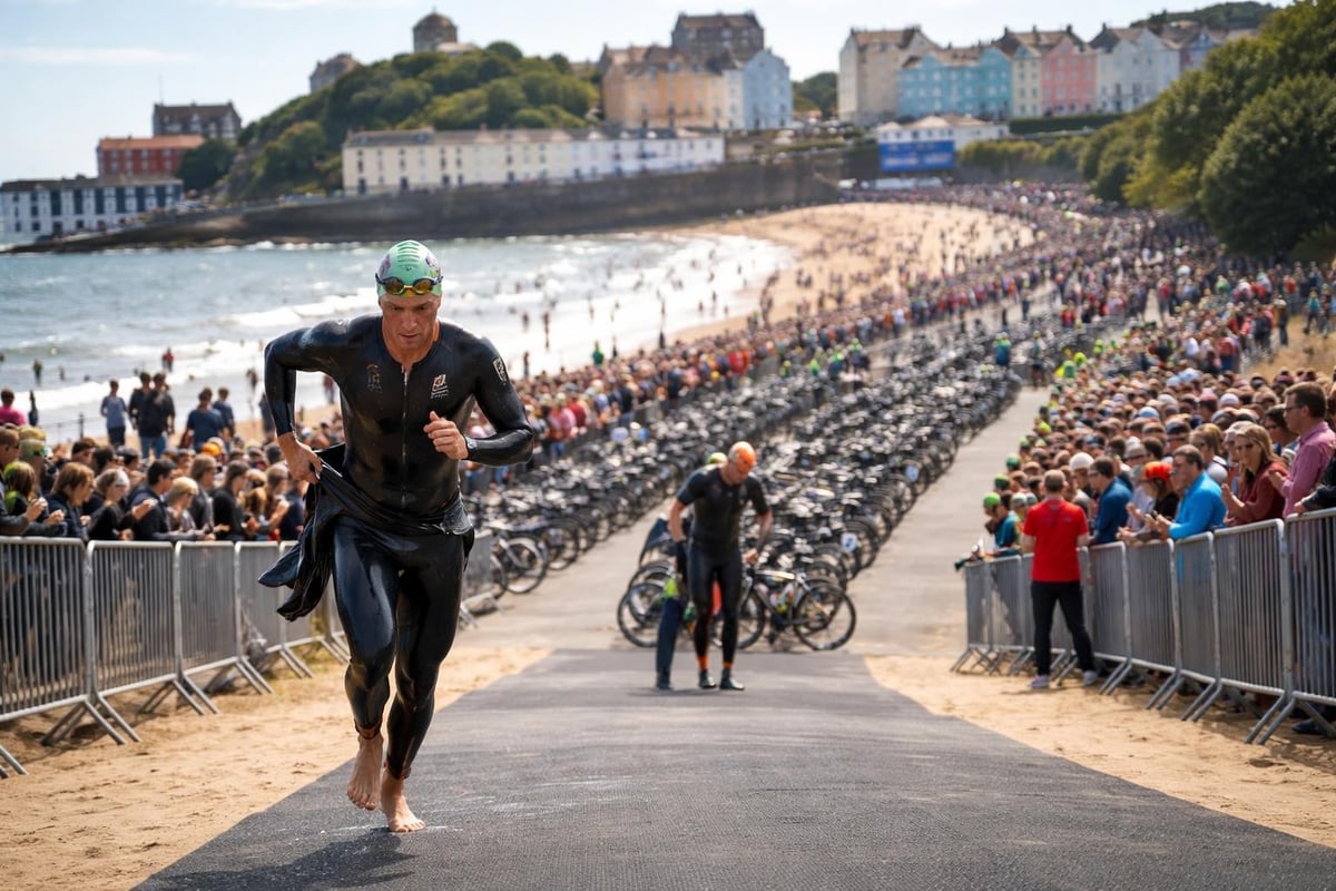 IRONMAN Wales swim-to-bike transition