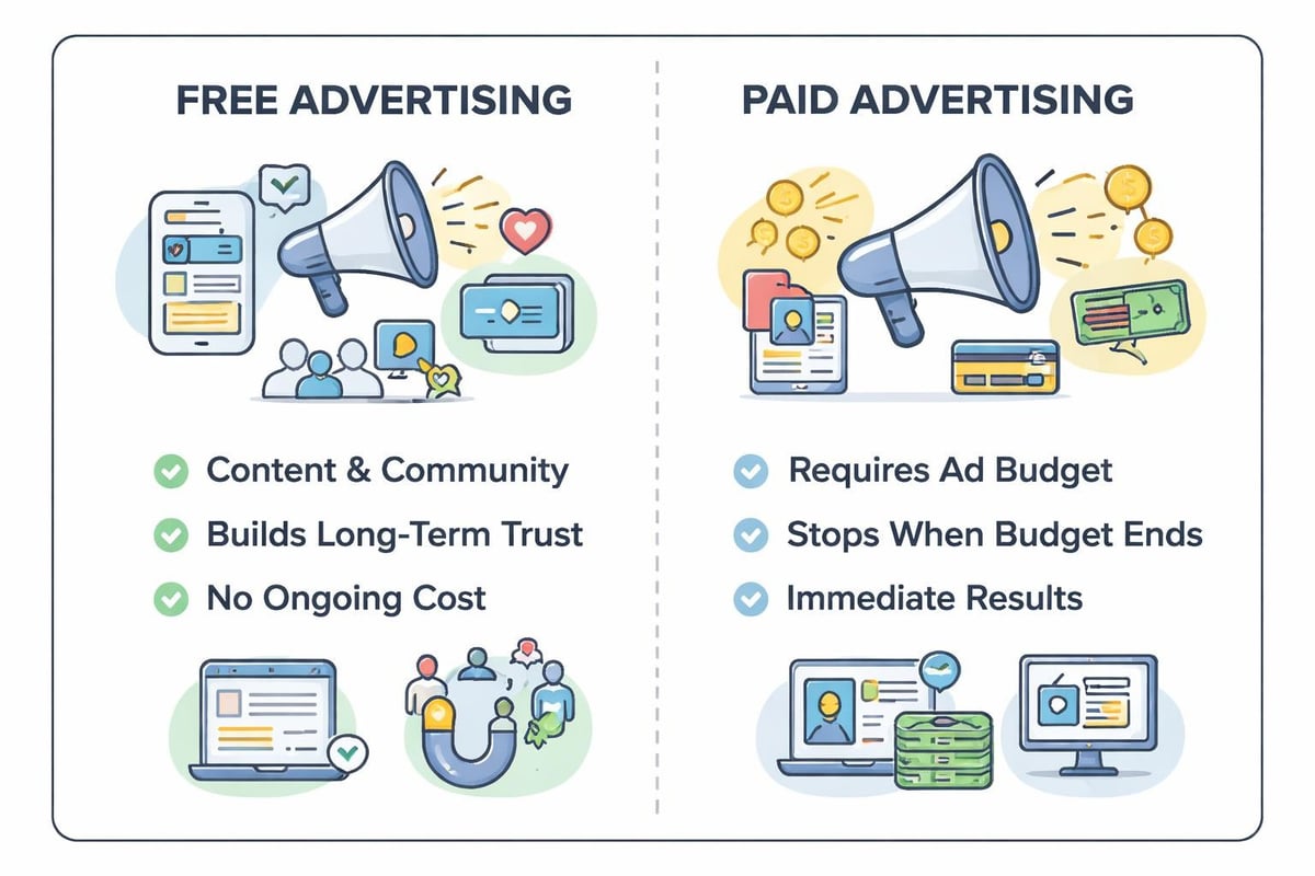 Free vs paid advertising comparison