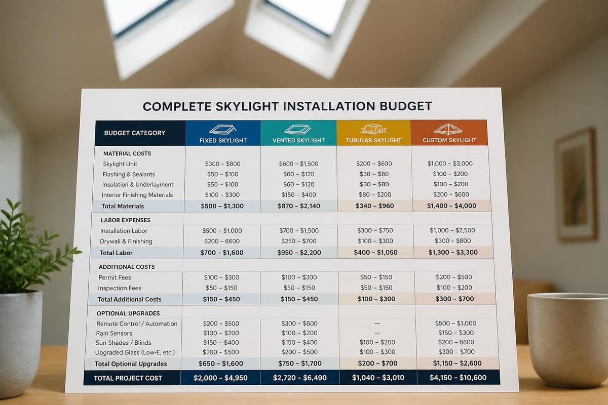 Skylight project cost breakdown
