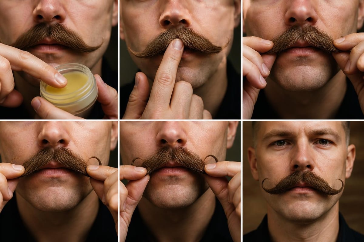 Mustache styling technique progression