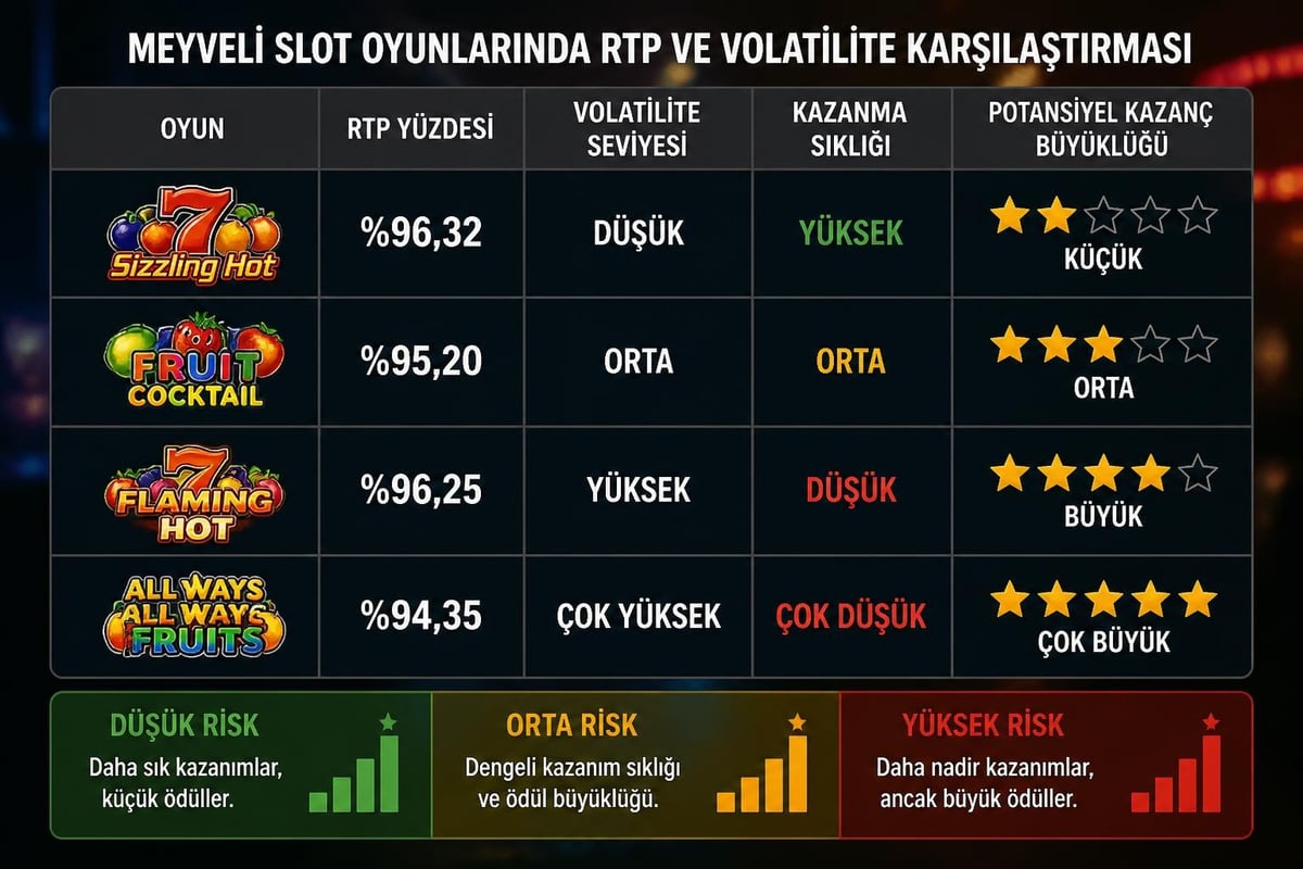 RTP ve volatilite karşılaştırması