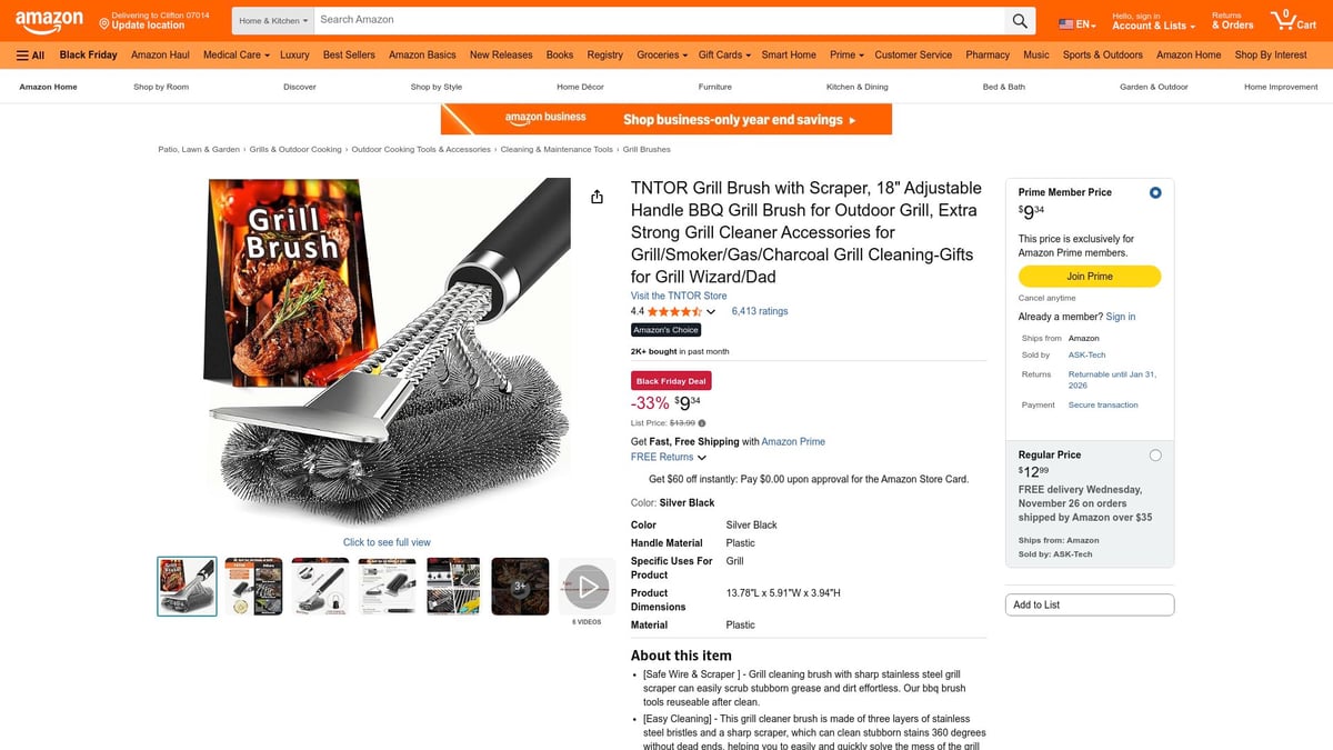 7 Top Grill Brush Picks for Sparkling Grates in 2025 - TNTOR Grill Brush with Scraper, Adjustable Handle