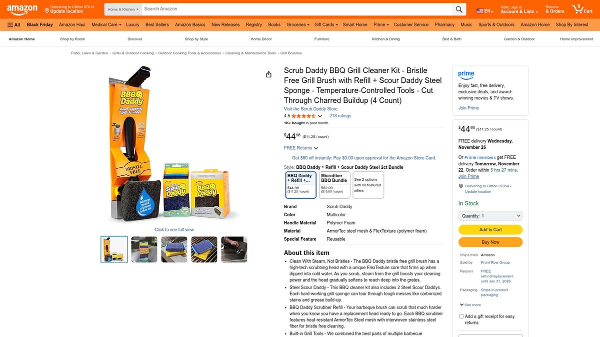 7 Top Grill Brush Picks for Sparkling Grates in 2025 - Scrub Daddy BBQ Grill Cleaner Kit – Bristle-Free with Refill + Scour Daddy