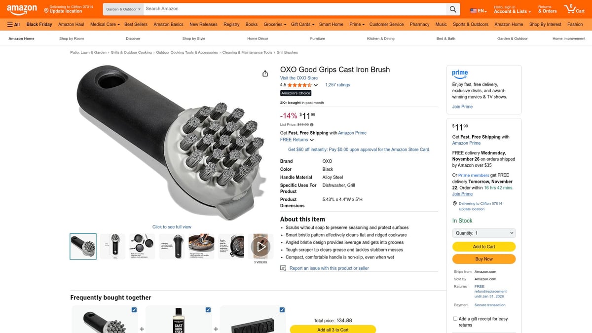 7 Top Grill Brush Picks for Sparkling Grates in 2025 - OXO Good Grips Cast Iron Brush