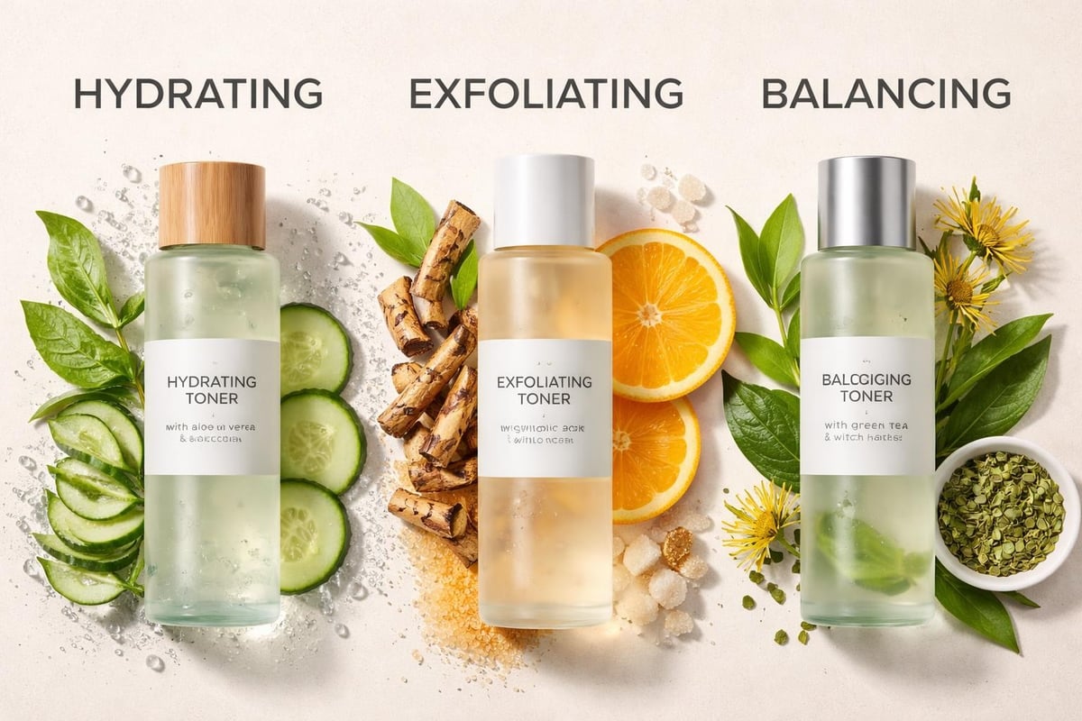 Different vegan toner types