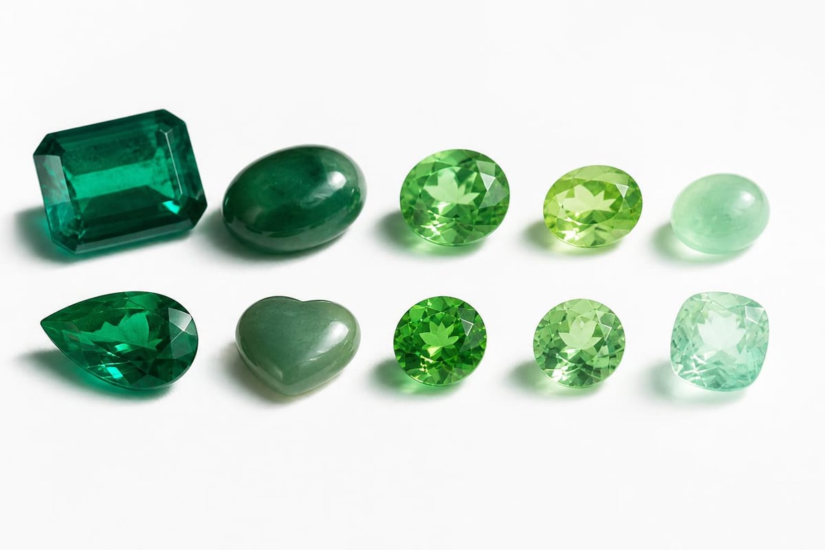 Green gemstone color spectrum