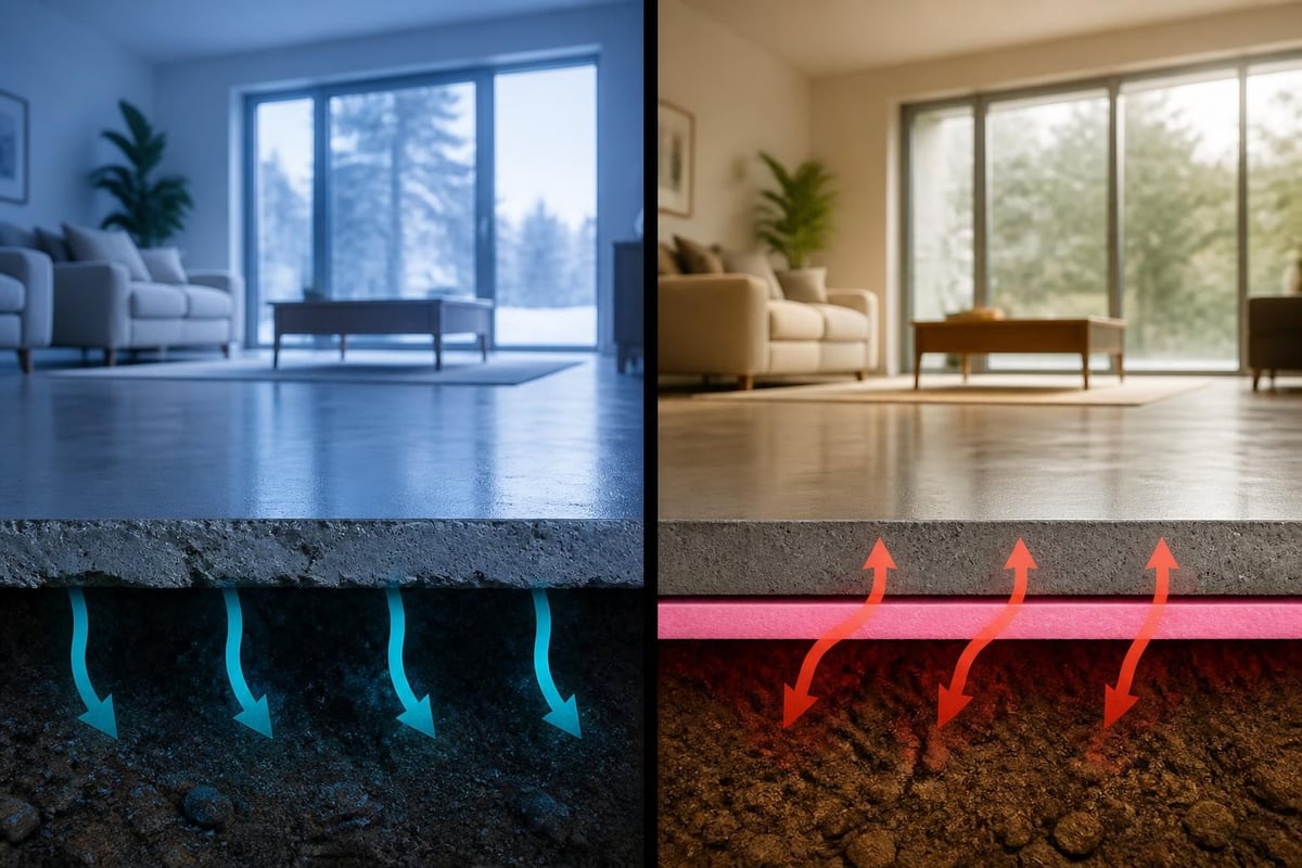 Thermal heat transfer through concrete slab