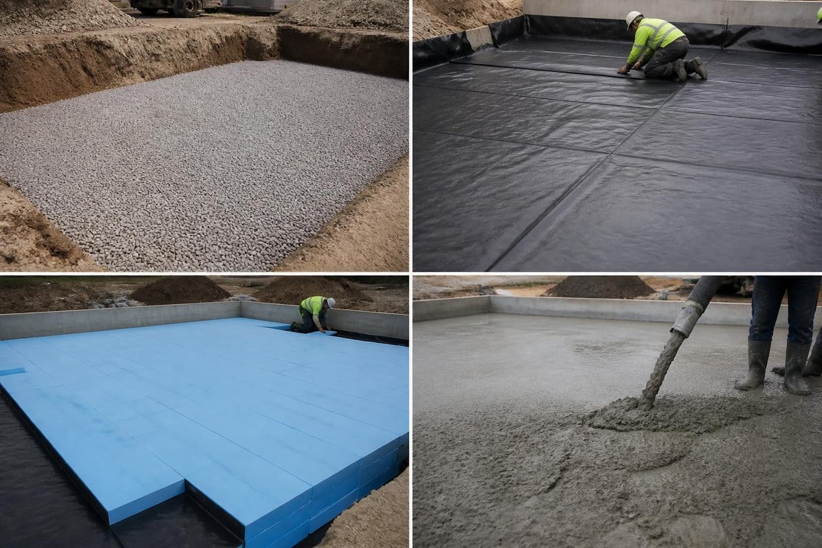Under-slab insulation installation sequence