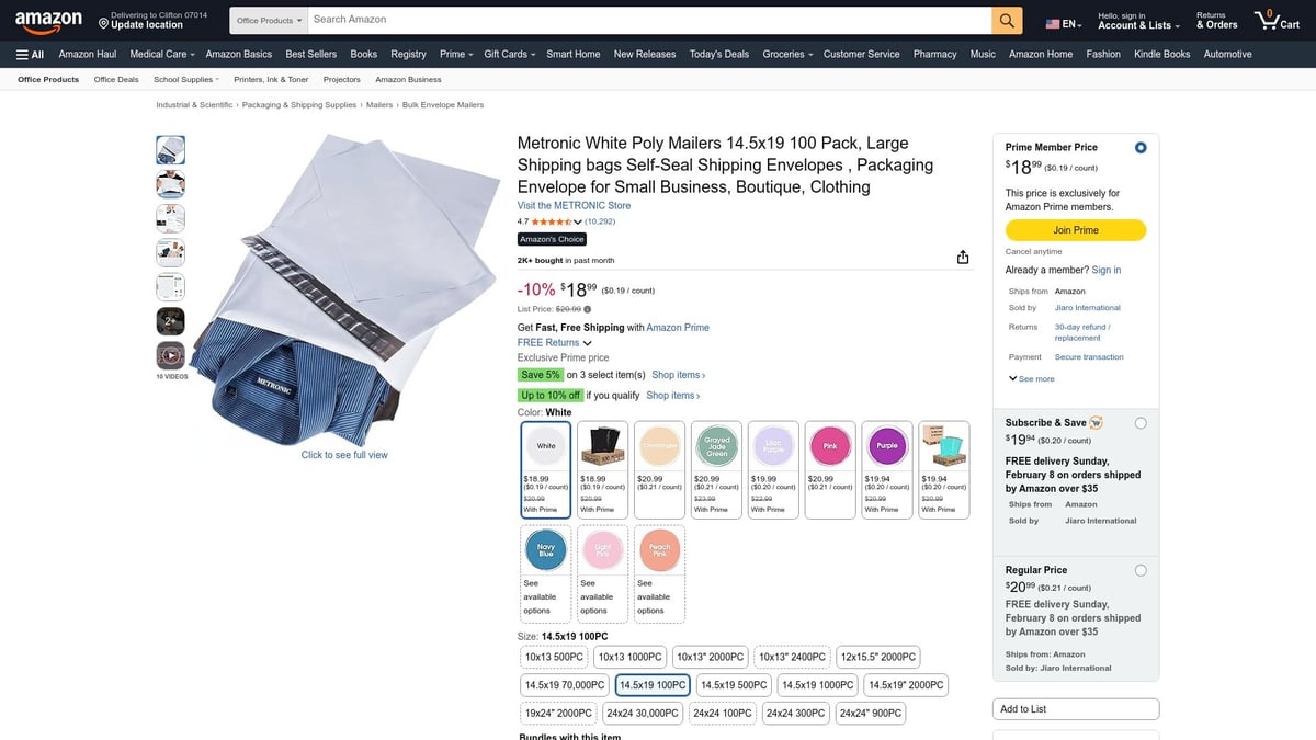 7 Best US Mailers for Secure Shipping in 2026 - Metronic White Poly Mailers 14.5x19 100 Pack