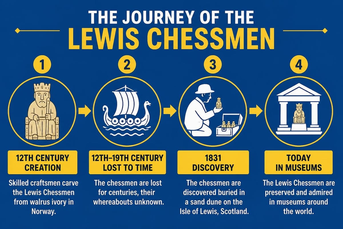 Discovery timeline of the Lewis Chessmen