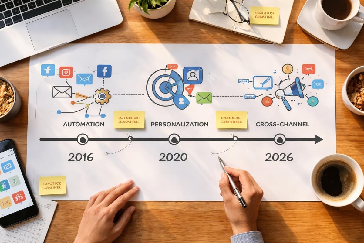 Email and social media integration timeline