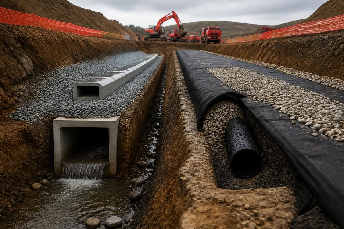 Earthworks drainage integration