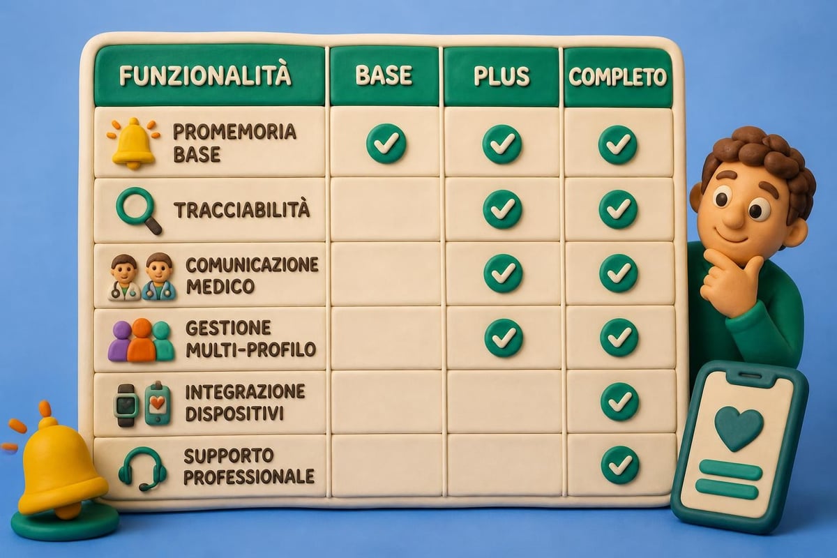 Confronto caratteristiche app terapie