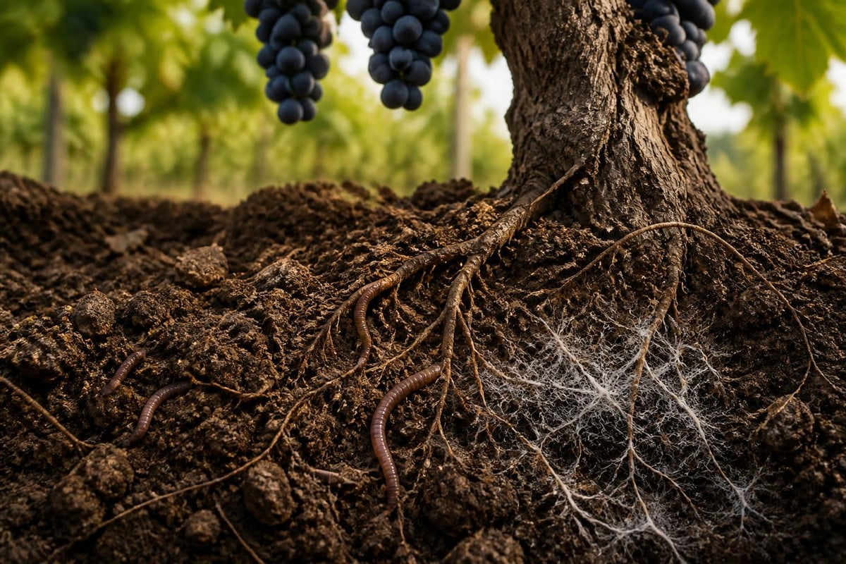 Organic vineyard soil ecosystem