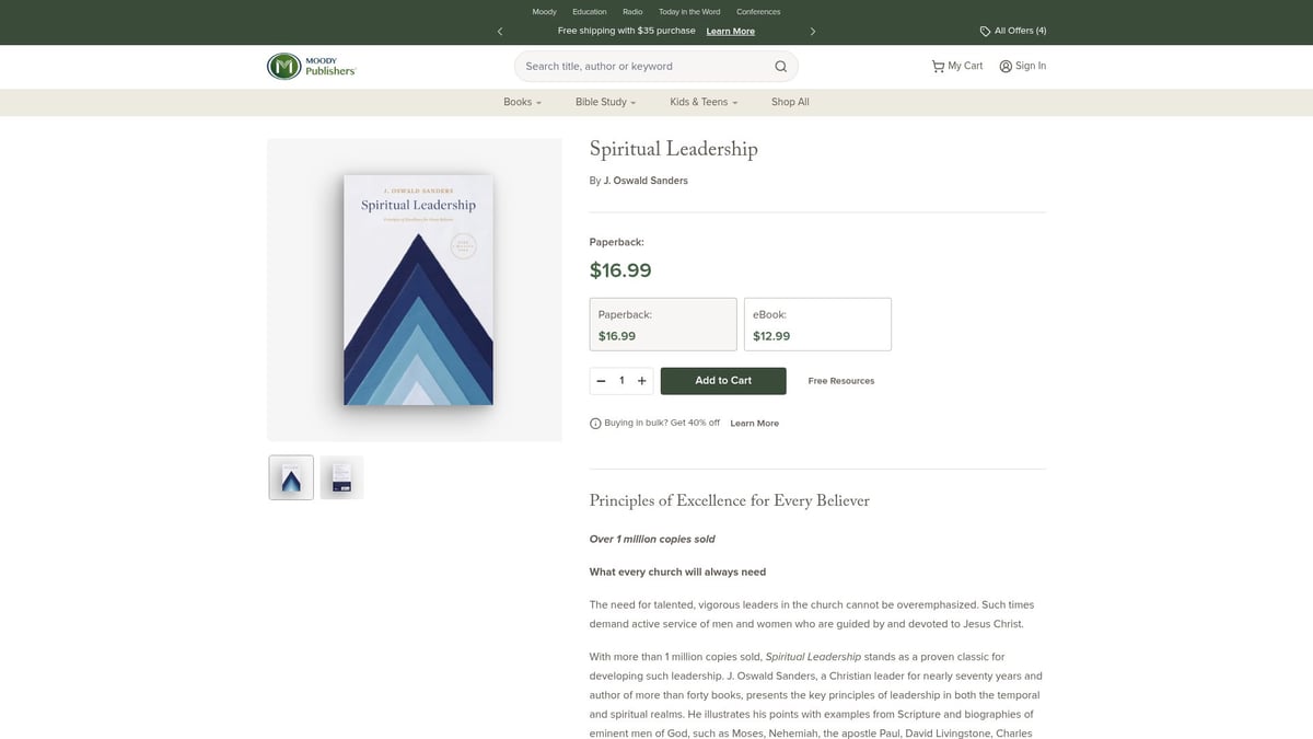 9 Essential Great Christian Leadership Books for 2026 - Spiritual Leadership: Principles of Excellence for Every Believer by J. Oswald Sanders