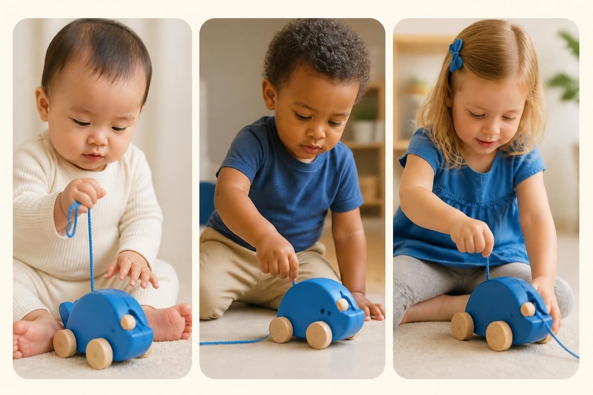Age-appropriate pull string toy activities