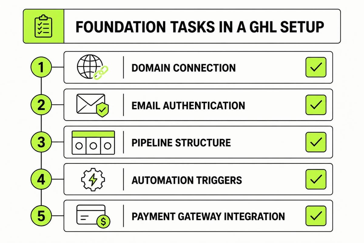 GoHighLevel account setup tasks