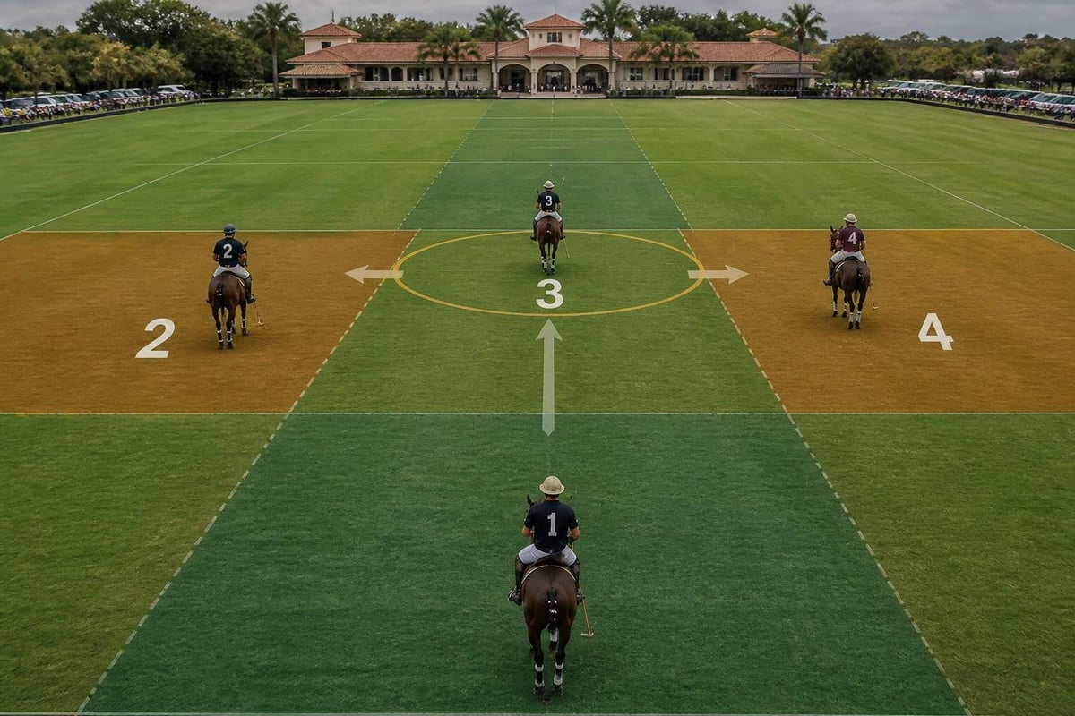 Polo field dimensions and player positions