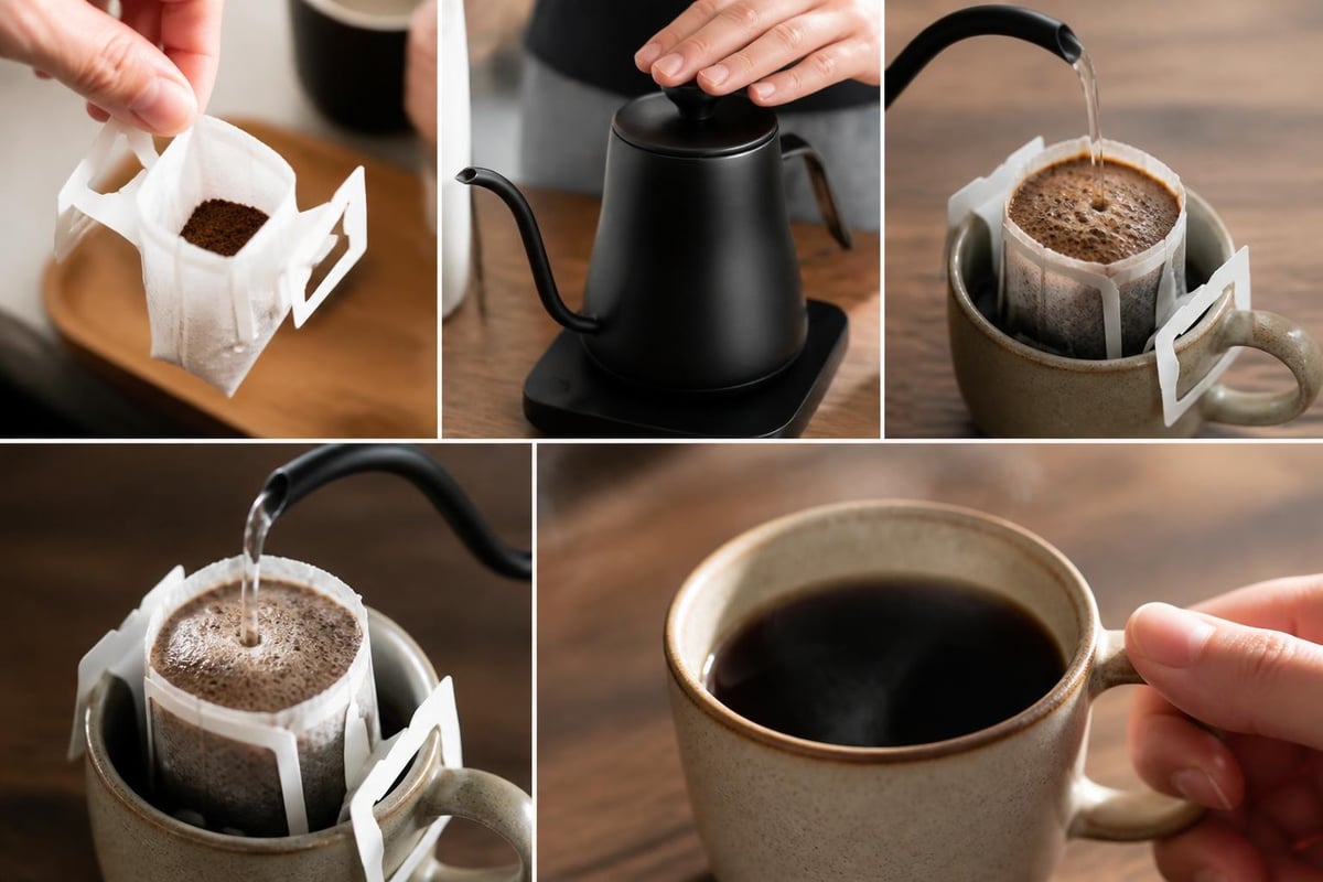 Single-serve pour over process steps