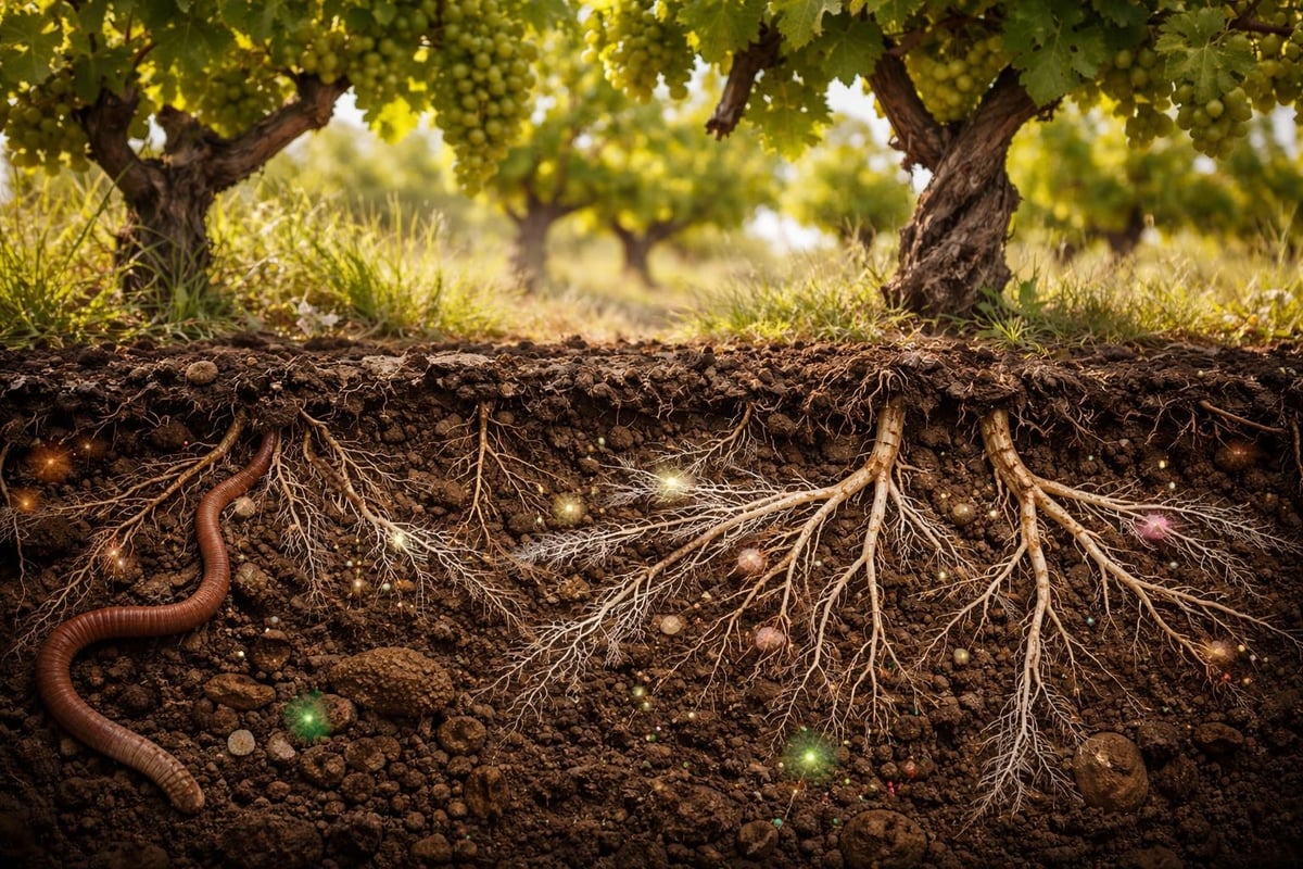 Organic vineyard soil ecosystem