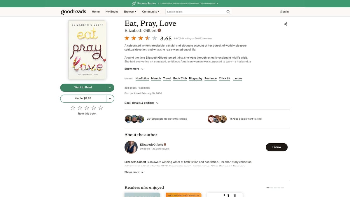 Top 7 Self Realization Books to Read in 2026 - Eat, Pray, Love by Elizabeth Gilbert