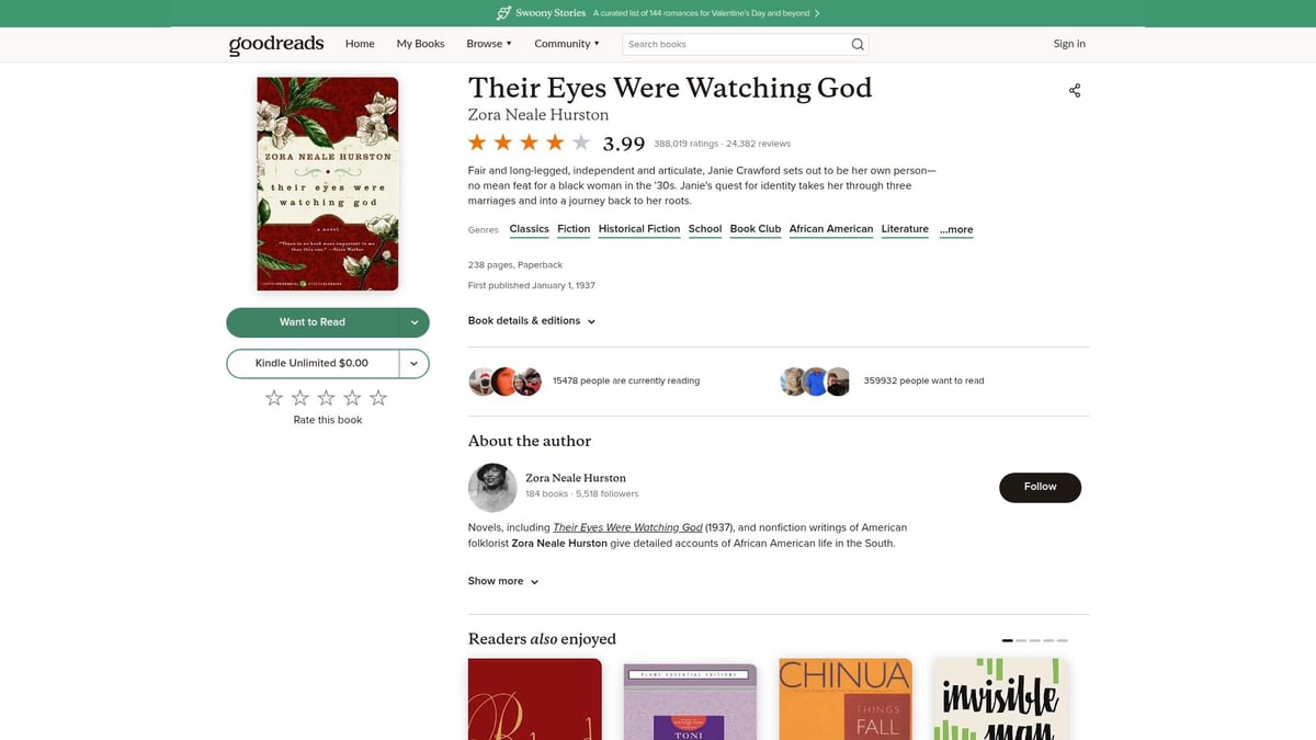 Top 7 Self Realization Books to Read in 2026 - Their Eyes Were Watching God by Zora Neale Hurston