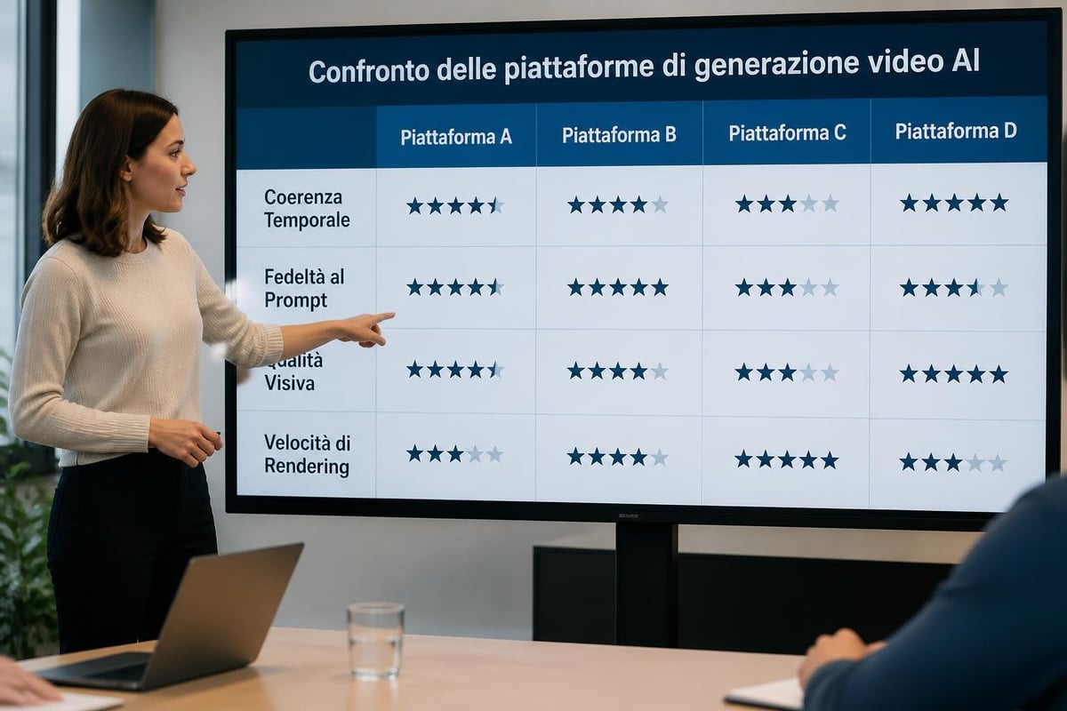 Comparison metrics for AI video generators