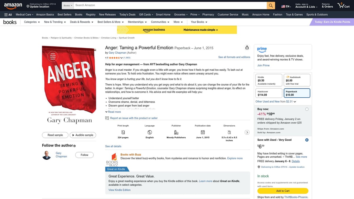 7 Must-Read Books on Anger Management for 2026 - 5. Anger: Taming a Powerful Emotion by Gary Chapman