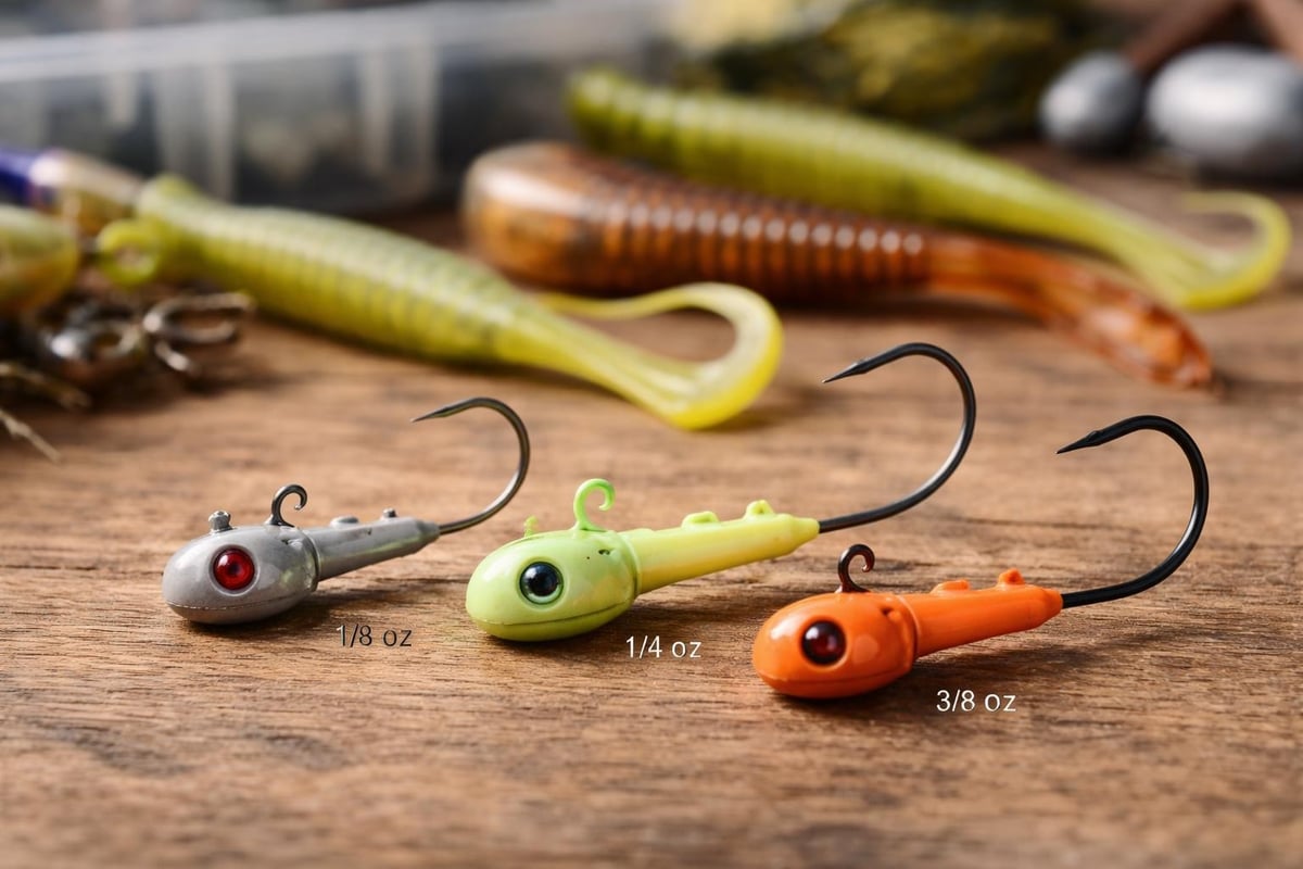 Jig head weight and hook size selection