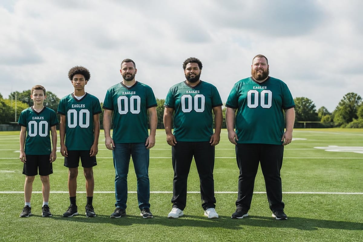 Jersey size range chart