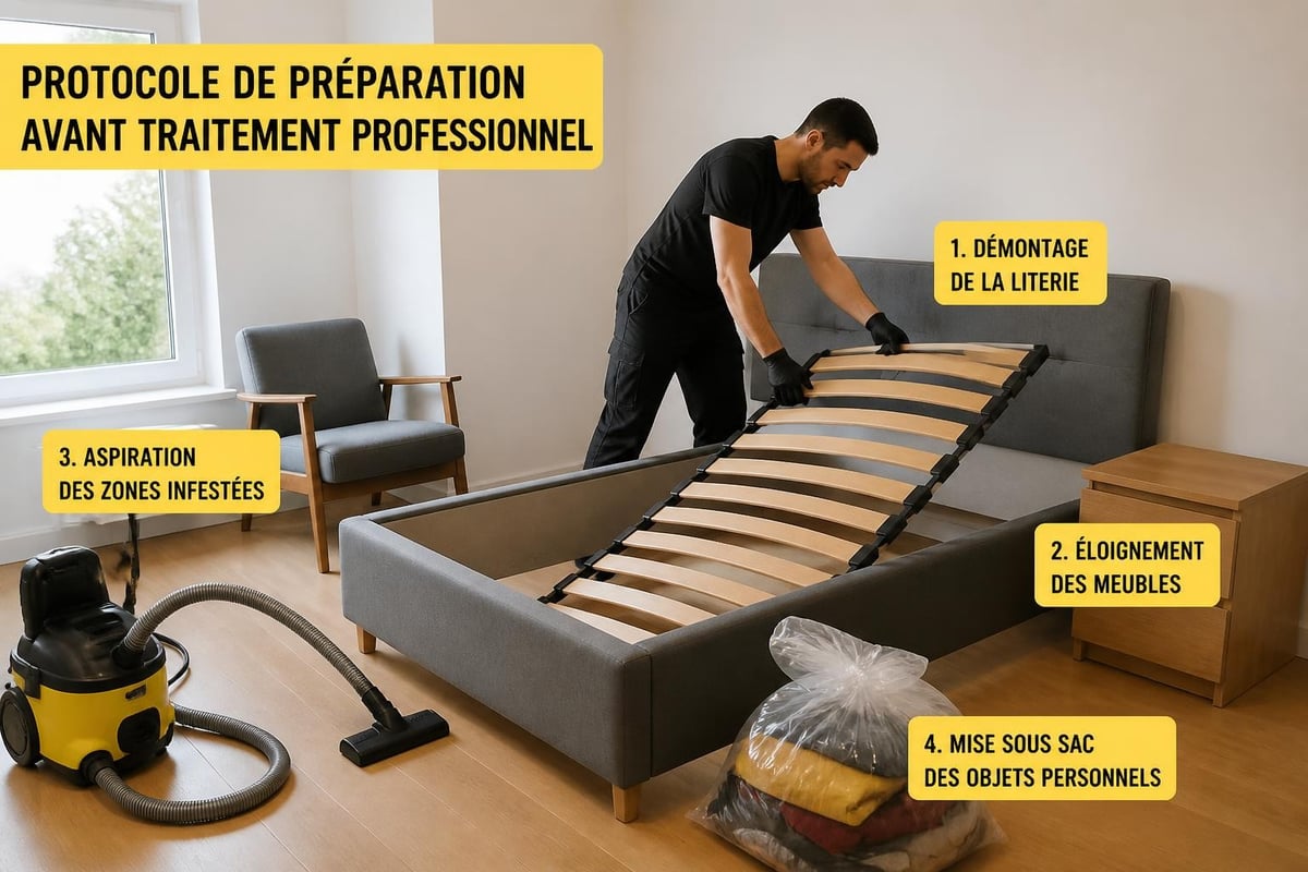 Préparation pièce traitement punaises