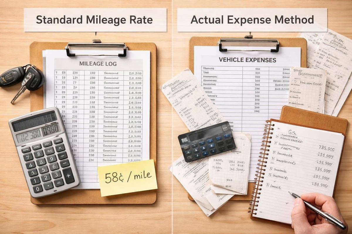 Standard mileage rate versus actual expense method comparison